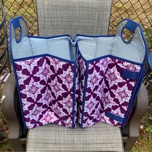 Floral Insulated Tote Bag - Purple and Blue